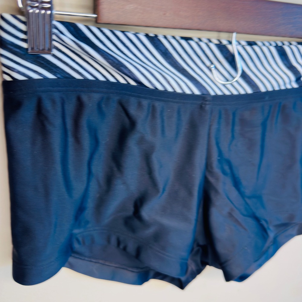 Nike Womens Swim Shorts Black Striped Waistband Boy Shorts NESSA403 Size M - Picture 2 of 14